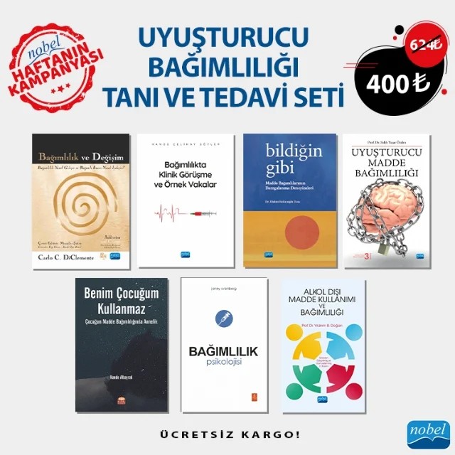 UYUŞTURUCU BAĞIMLILIĞI TANI VE TEDAVİ SETİ – Carlo C. DiClemente, The Guilford Press Yıldırım B. Doğan Hande Albayrak Jenny Svanberg Hande Çelikay Söyler Didem Hekimoğlu Tunç Salih Yaşar Özden – Haftanın Kampanyası kitap kapağı