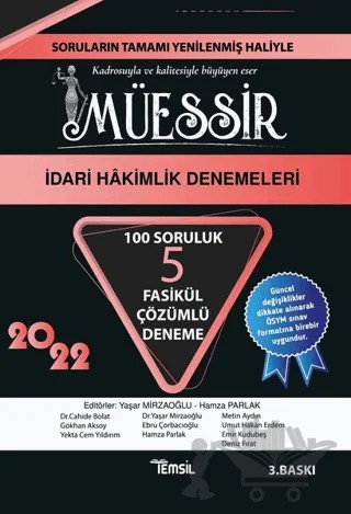 2022 Müessir İdari Hakimlik Denemeleri – Cahide Bolat, Ebru Çorbacıoğlu, Gökhan Aksoy, Hamza Parlak, Mustafa Ahmet Şengel, Sertkan Erdurmaz, Tufan Samet Özdurak, Yaşar Mirzaoğlu – Temsil Kitap kitap kapağı