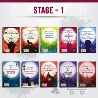 İngilizce Hikaye Kitabı Seti Stage - 1 (10 Kitap) – Henry Cuyler Bunner, Grimm Brothers, H. Rider Haggard, Nathaniel Hawthorne, Maksim Gorki, William Shakespeare, Giovanni Francesco Straparola, Sir Arthur Conan Doyle, Katherine Mansfield, Hans Chrıstıan Andersen, Jack London – Gece Kitaplığı kitap kapağı