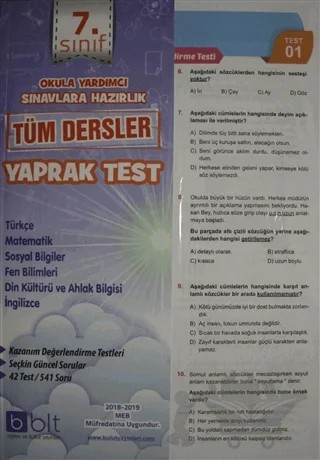 7. Sınıf Tüm Dersler Yaprak Test – Kolektif – Bulut Eğitim ve Kültür Yayınları kitap kapağı
