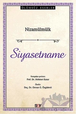 Siyasetname – Nizamülmülk – Say Yayınları kitap kapağı