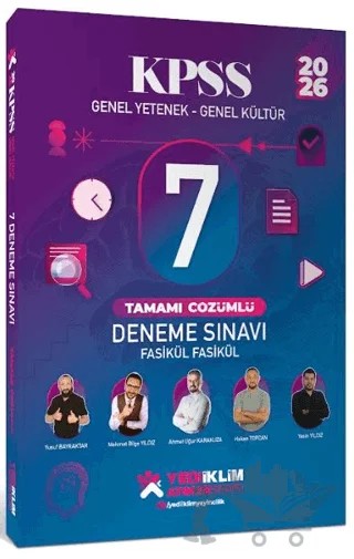 2026 KPSS Genel Yetenek - Genel Kültür Fasikül Fasikül 7 Deneme Sınavı Tamamı Çözümlü – Yusuf Bayraktar, Mehmet Bilge Yıldız, Ahmet Uğur Karakuza, Hakan Topcan, Yasin Yıldız – Yediiklim Yayınları kitap kapağı