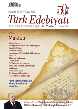 Türk Edebiyatı Dergisi Sayı: 589 Kasım 2022 – Türk Edebiyatı Dergisi kitap kapağı