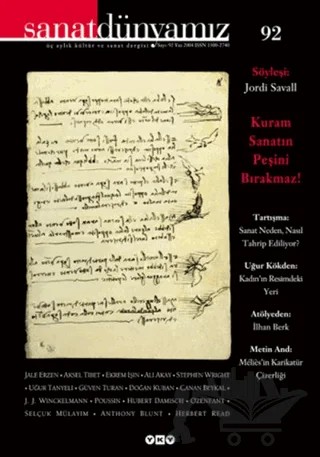 Sanat Dünyamız Üç Aylık Kültür ve Sanat Dergisi Sayı: 92 – Yapı Kredi Yayınları kitap kapağı