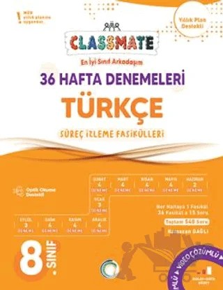 8. Sınıf Türkçe Classmate 36 Hafta Denemeleri – Ramazan Dağlı – Okyanus Yayınları kitap kapağı