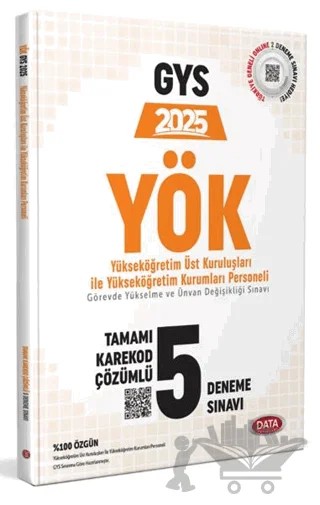 YÖK Üst Kuruluşları ile YÖK Personeli GYS Tamamı Çözümlü 5 Deneme Sınavı Karekod Çözümlü – Kolektif – Data Yayınları kitap kapağı