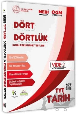 2025 YKS-TYT MEBİ-OGM Dört Dörtlük Tarih Pekiştirme Testi Soru Bankası Video Çözümlü – Kolektif – Karakutu Yayın kitap kapağı