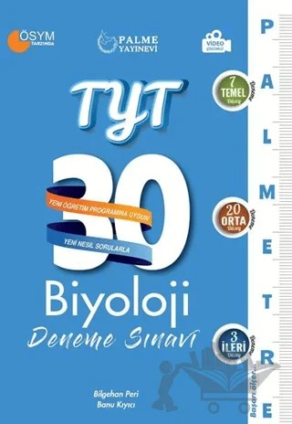 Palme YKS TYT Biyoloji 30 Deneme Palmetre Video Çözümlü – Banu Kıyıcı, Bilgehan Peri – Palme Yayınları kitap kapağı