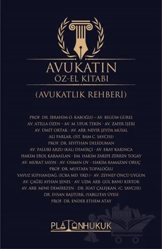 Avukatın Öz-El Kitabı (Avukatlık Rehberi) – Kolektif – Platon Hukuk kitap kapağı