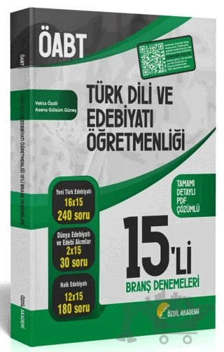 ÖABT Türk Dili ve Edebiyatı 15' li Deneme Çözümlü – Yekta Özdil, Asena Gülsüm Güneş – Özdil Akademi Yayınları kitap kapağı