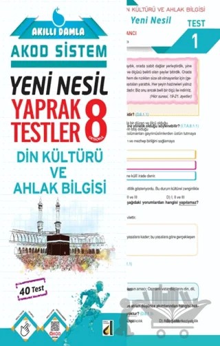 Akıllı Damla Din Kültürü Ve Ahlak Bilgisi Yeni Nesil Yaprak Testler - 8. Sınıf – Kolektif – Damla Yayınevi kitap kapağı