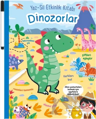 Yaz-Sil Etkinlik Kitabı – Dinozorlar (Kalemli) – Kolektif – İndigo Çocuk kitap kapağı