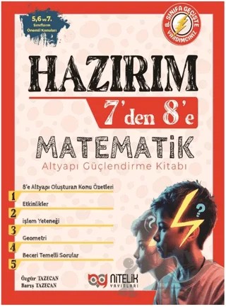 Hazırım 7'den 8'e Matematik Alt Yapı Güçlendirme Kitabı – Özgür Tazecan, Barış Tazecan – Nitelik Yayınları kitap kapağı