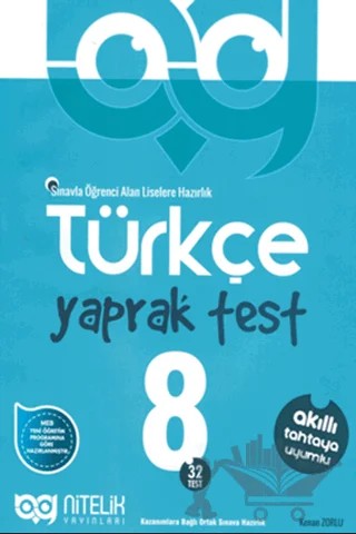 8. Sınıf Türkçe Yaprak Test – Kenan Zorlu – Nitelik Yayınları - Bayilik kitap kapağı