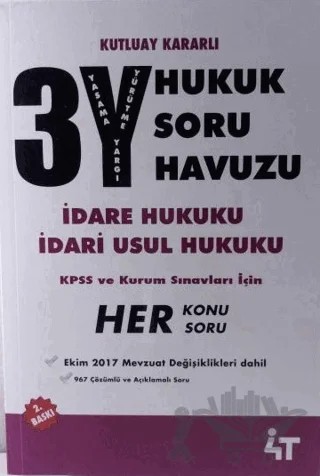 3Y Hukuk Soru Havuzu - İdare Hukuku İdari Usul Hukuku – Bekir Genç, Kerem Tekeş – 4T Yayınları kitap kapağı