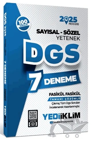 2025 DGS Sayısal-Sözel Yetenek 7 Fasikül Deneme – Kolektif – Yediiklim Yayınları kitap kapağı