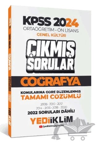 KPSS 2024 Ortaöğretim-Önlisans Coğrafya Konularına Göre Çıkmış Sorular – Kolektif – Yediiklim Yayınları kitap kapağı
