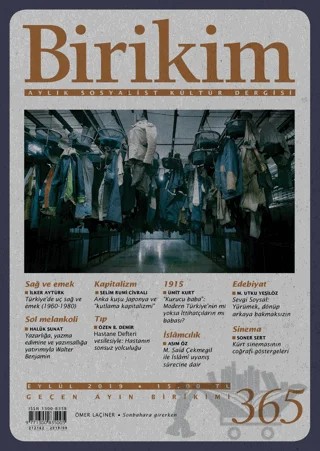 Birikim Aylık Sosyalist Kültür Dergisi Sayı: 365 Eylül 2019 – Birikim Yayınları kitap kapağı