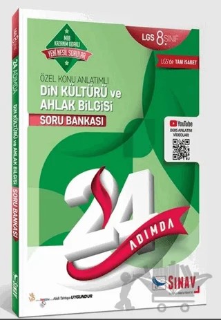 8. Sınıf 24 Adımda Din Kültürü ve Ahlak Bilgisi Soru Bankası – Kolektif – Sınav Yayınları kitap kapağı