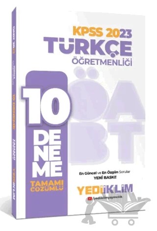 2023 ÖABT Türkçe Öğretmenliği Tamamı Çözümlü 10 Deneme – Kolektif – Yediiklim Yayınları kitap kapağı