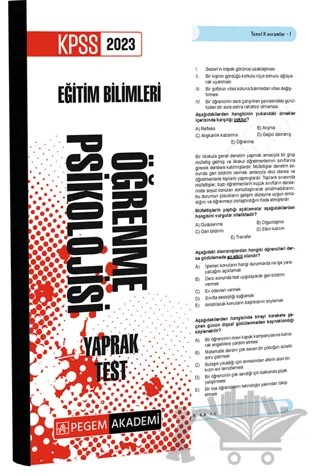 2023 KPSS Eğitim Bilimleri Öğrenme Psikolojisi Yaprak Test – Kolektif – Pegem Akademi Yayıncılık kitap kapağı