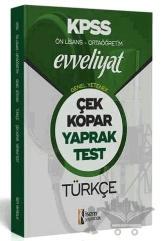 2020 Evveliyat KPSS Genel Yetenek Ortaöğretim Ön Lisans Türkçe Çek Kopar Yaprak Test – Kolektif – İSEM Yayıncılık kitap kapağı
