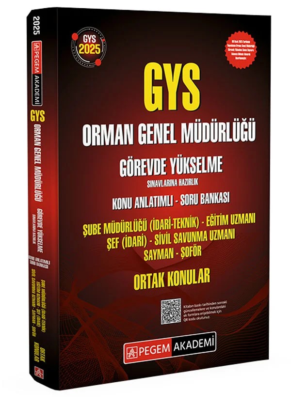 2025 GYS Orman Genel Müdürlüğü Görevde Yükselme Sınavlarına Hazırlık Konu Anlatımlı Soru Bankası - ORTAK KONULAR – ORTAK KONULAR – Pegem Akademi Yayıncılık kitap kapağı