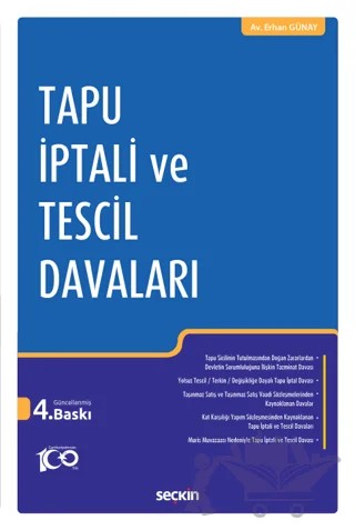 Tapu İptali ve Tescil Davaları – Erhan Günay – Seçkin Yayıncılık kitap kapağı