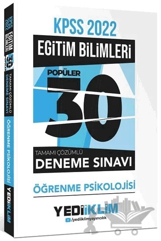 KPSS Eğitim Bilimleri Öğrenme Psikolojisi Tamamı Çözümlü 30 Popüler Deneme – Kolektif – Yediiklim Yayınları kitap kapağı