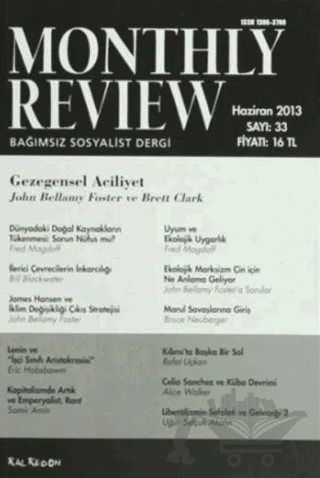 Monthly Review Bağımsız Sosyalist Dergi Sayı: 33 / Haziran 2013 – Monthly Review Dergisi kitap kapağı