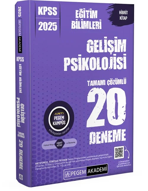2025 KPSS Eğitim Bilimleri Gelişim Psikolojisi Tamamı Çözümlü 20 Deneme – Pegem Akademi Yayıncılık kitap kapağı