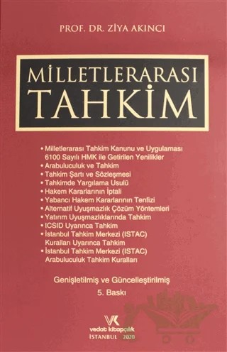 Milletlerarası Tahkim – Ziya Akıncı – Vedat Kitapçılık kitap kapağı