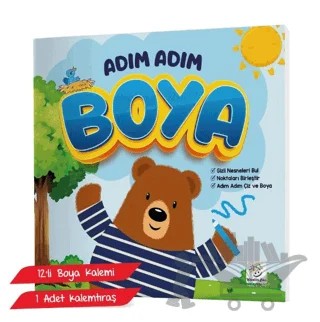 Adım Adım Boya Kitabım (12’li Boya Kalemi ve Kalemtıraş Hediyeli) – Kolektif – Yükselen Zeka Yayınları kitap kapağı