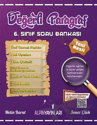 6. Sınıf Değerli Paragraf Soru Bankası – Metin Barut, Soner Çilek – Alpin Yayınları kitap kapağı