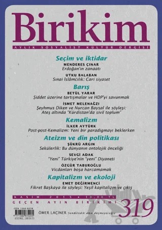 Birikim Aylık Sosyalist Kültür Dergisi Sayı: 319 – Birikim Yayınları kitap kapağı