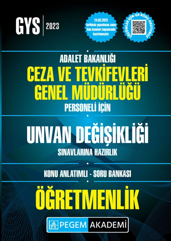 2023 Adalet Bakanlığı Ceza ve Tevkifevleri Genel Müdürlüğü Unvan Değişikliği Sın.Haz. Öğretmenlik Ko